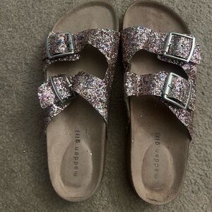 Madden Girl Woman Glitter Double-Buckle Sandals - Multicolor Sparkle